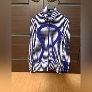Lululemon Blue and White Striped Hoodie size 6